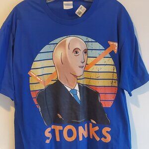 Stonks Meme Graphic T-Shirt – Never Worn |  Meme Tee, Royal Blue, Men’s Size L